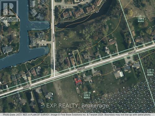 View from above (lot lines approximate). - 94 Simcoe Road, Ramara, ON 
