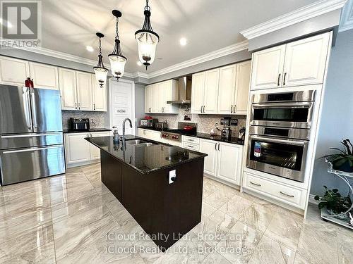 Contrast centre island & all granite counters - 56 Esther Crescent, Thorold, ON - Indoor Photo Showing Kitchen