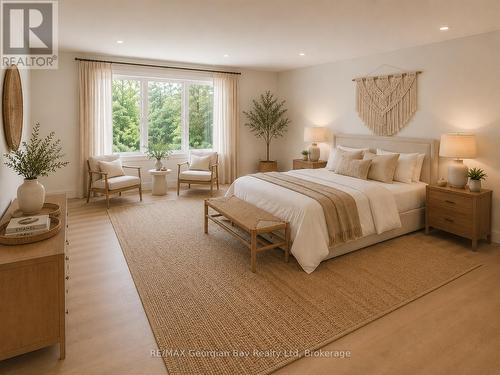 Primary Bedroom - Virtually Staged - 6 Beaufort Crescent, Tiny, ON - Indoor Photo Showing Bedroom