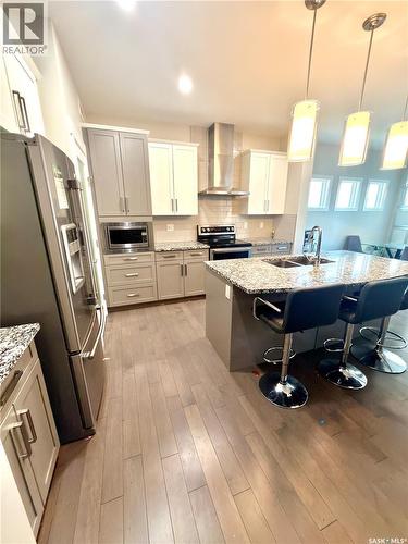 539 Secord Manor, Saskatoon, SK - Indoor Photo Showing Kitchen With Stainless Steel Kitchen With Upgraded Kitchen
