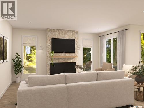 12 Sunterra Drive, Shields, SK - Indoor Photo Showing Living Room With Fireplace