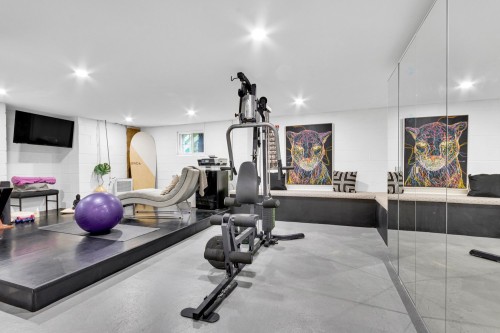 Salle familiale - 29 Av. Turcot, Saint-Sauveur, QC - Indoor Photo Showing Gym Room