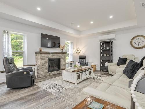 6718 Highway 1, Coldbrook, NS - Indoor Photo Showing Living Room With Fireplace