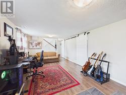Vinyl plank flooring, modern sliding barn doors - 