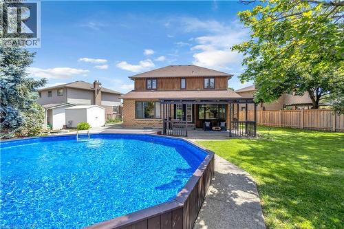 489 Acadia Drive, Hamilton, ON - Outdoor With Above Ground Pool With Deck Patio Veranda With Backyard