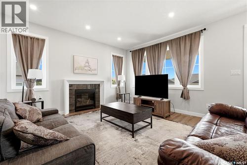 25 Aaron Drive, Echo Lake, SK - Indoor Photo Showing Living Room With Fireplace