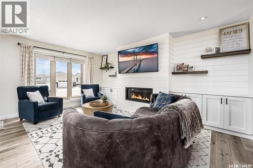 123 Hodges Crescent, Moose Jaw, SK - Indoor Photo Showing Living Room With Fireplace