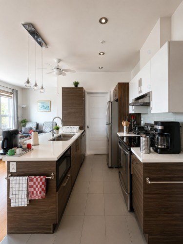 Kitchen - 306-7145 Rue D'Iberville, Montréal (Villeray/Saint-Michel/Parc-Extension), QC - Indoor Photo Showing Kitchen With Double Sink With Upgraded Kitchen