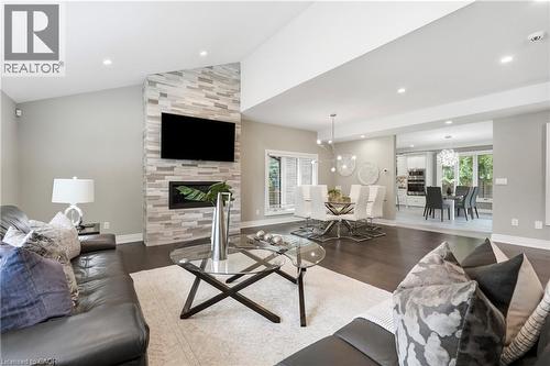 332 Woodworth Drive W, Ancaster, ON - Indoor Photo Showing Living Room With Fireplace