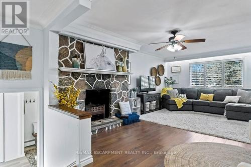 9793 Dickenson Road W, Hamilton, ON - Indoor Photo Showing Living Room With Fireplace