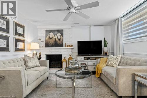 9793 Dickenson Road W, Hamilton, ON - Indoor Photo Showing Living Room With Fireplace