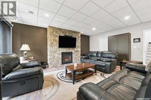 857 Reimer Road, Martensville, SK - Indoor Photo Showing Living Room With Fireplace