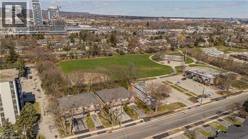 Aerial perspective showcasing a residential area with a prominent green space - 2121 Prospect Street, Burlington, ON - Outdoor With View