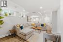 Spacious room featuring wood-finish flooring, recessed lighting, and bright white walls - 120 Elgin Crescent, Waterloo, ON  - Indoor Photo Showing Living Room 
