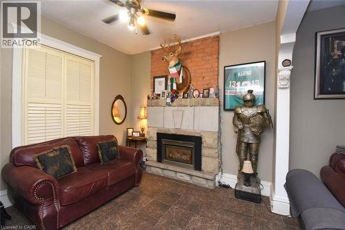 22 Picton Street E, Hamilton, ON - Indoor Photo Showing Living Room With Fireplace