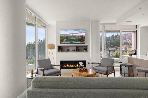 #1002-2000 Hannington Rd, Langford, BC - Indoor Photo Showing Living Room With Fireplace
