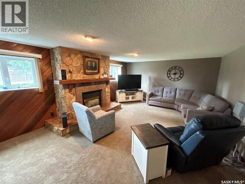 205 Schaefer Street, Richmound, SK - Indoor Photo Showing Living Room With Fireplace