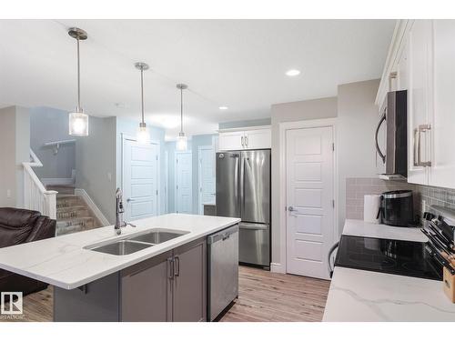 1416 169 St Sw, Edmonton, AB - Indoor Photo Showing Kitchen With Stainless Steel Kitchen With Double Sink With Upgraded Kitchen