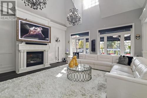 24 Mcarthur Heights, Brampton, ON - Indoor Photo Showing Living Room With Fireplace