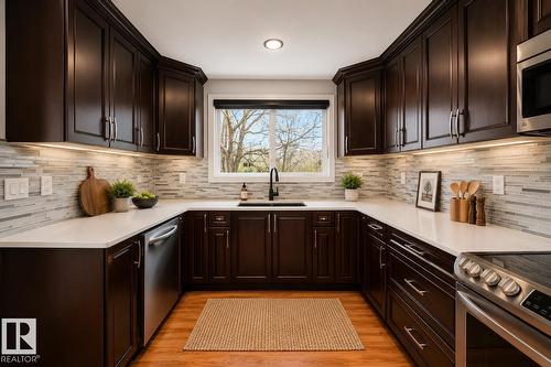 126 Harrison Dr Nw, Edmonton, AB - Indoor Photo Showing Kitchen With Upgraded Kitchen