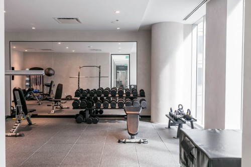 Exercise Room - 3313-1205 Place Phillips, Montréal (Ville-Marie), QC - Indoor Photo Showing Gym Room