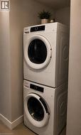 Stackable white front-loading washer and dryer set - 