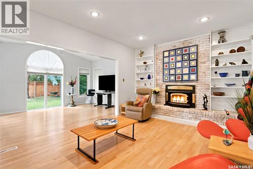 225 Clearwater Court, Saskatoon, SK - Indoor Photo Showing Living Room With Fireplace