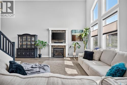 69 Goldenglow Drive, Moose Jaw, SK - Indoor Photo Showing Living Room With Fireplace
