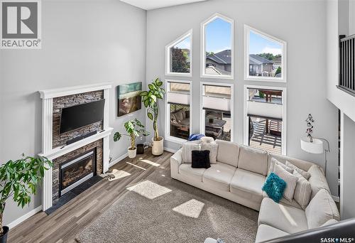 69 Goldenglow Drive, Moose Jaw, SK - Indoor Photo Showing Living Room With Fireplace