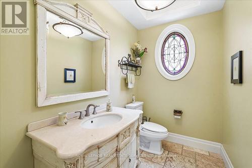 Removable stained glass insert. - 1726 The Pines, Mississauga, ON - Indoor Photo Showing Bathroom
