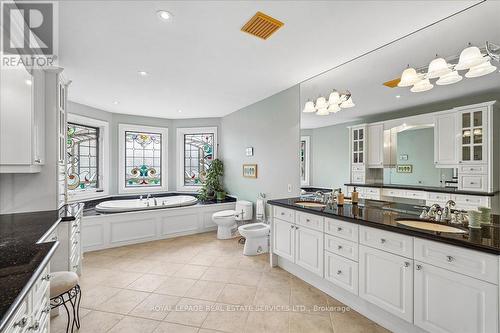 Removable stained glass inserts. - 1726 The Pines, Mississauga, ON - Indoor Photo Showing Bathroom