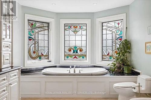 Removable stained glass inserts. - 1726 The Pines, Mississauga, ON - Indoor Photo Showing Bathroom