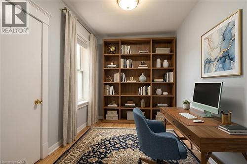 Virtually Staged Second Bedroom - 189 Prospect Street S, Hamilton, ON - Indoor Photo Showing Office