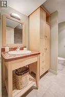 Bathroom vanity created by local artist and custom cabinets - 