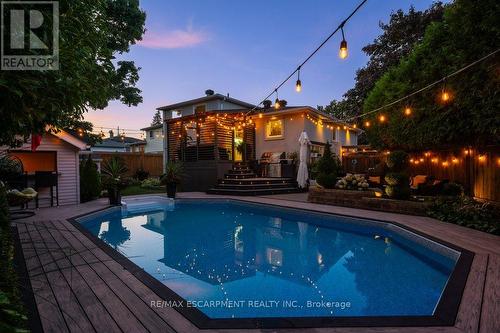 1482 Epping Road, Burlington, ON - Outdoor With In Ground Pool With Deck Patio Veranda With Backyard