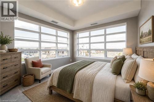 Virtually Staged - 255 Northfield Drive E Unit# 302, Waterloo, ON - Indoor Photo Showing Bedroom