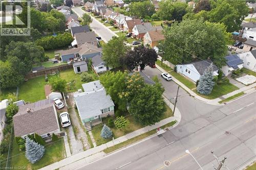 Aerial perspective showcasing multiple properties, residential streets, and mature trees - 432 Upper Sherman Avenue, Hamilton, ON - Outdoor With View