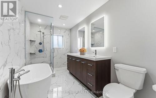 Spacious modern 5-piece bathroom. - 1665 Asgard Drive, Mississauga, ON - Indoor Photo Showing Bathroom
