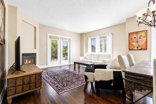 Salon - 205-100 Rue Barnett, Dollard-Des-Ormeaux, QC - Indoor With Fireplace