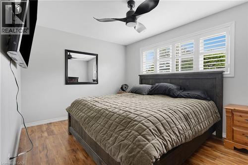Spacious room featuring wood-finish flooring and a ceiling fan - 744 Birchwood Avenue, Cambridge, ON - Indoor Photo Showing Bedroom
