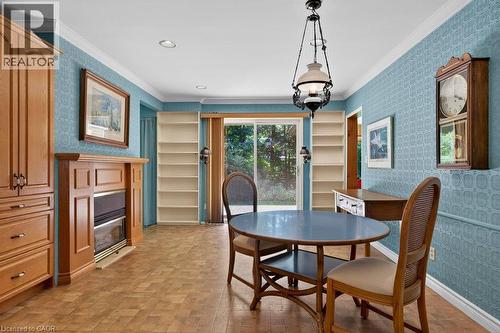 spacious family sized kitchen with gas fireplace - 44 Colquhoun Crescent, Hamilton, ON - Indoor