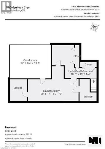 basement floorplan - 44 Colquhoun Crescent, Hamilton, ON - Other