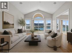 Living room virtually reimagined with paint and decor. - 