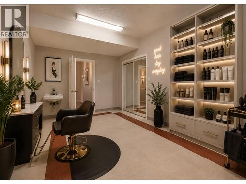 Lower level bedroom virtually reimagined as in-home hair salon. - 7083 Jasper Drive, Vernon, BC - Indoor