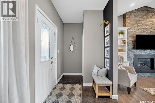 523 Redwood Crescent, Warman, SK - Indoor With Fireplace