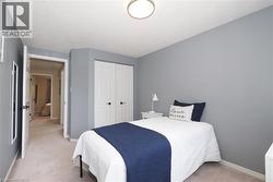 Carpeted room with light grey walls and white trim - 