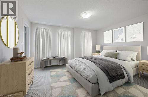 Spacious interior featuring neutral walls, a flush-mount ceiling light, and light-toned carpet flooring - 823 Paris Boulevard, Waterloo, ON - Indoor Photo Showing Bedroom