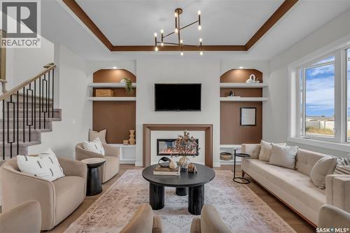 463 Traeger Close, Saskatoon, SK - Indoor Photo Showing Living Room With Fireplace