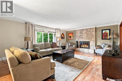 123 Trent Crescent, Saskatoon, SK - Indoor Photo Showing Living Room With Fireplace