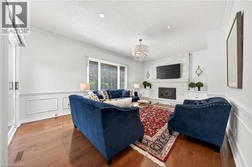 5 Mays Crescent, Waterdown, ON - Indoor Photo Showing Living Room With Fireplace